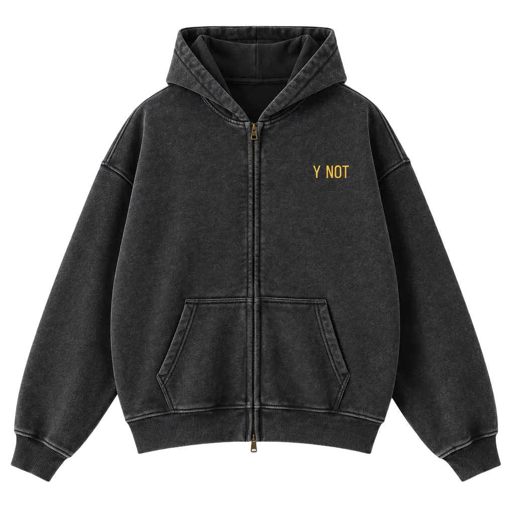 Vintage Oversized Full Zip Kangaroo Pocket Hoodie