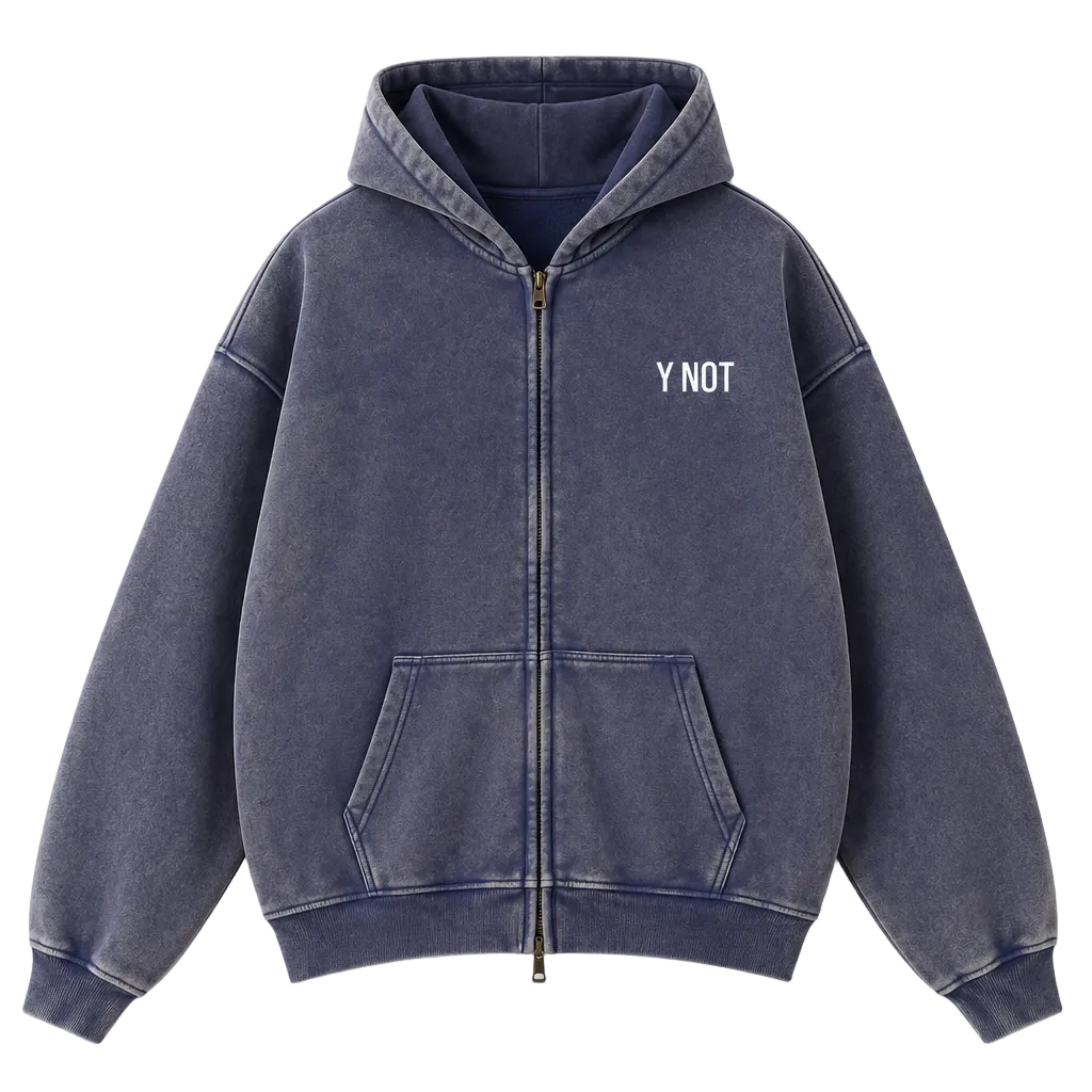 Vintage Oversized Full Zip Kangaroo Pocket Hoodie