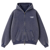 Vintage Oversized Full Zip Kangaroo Pocket Hoodie