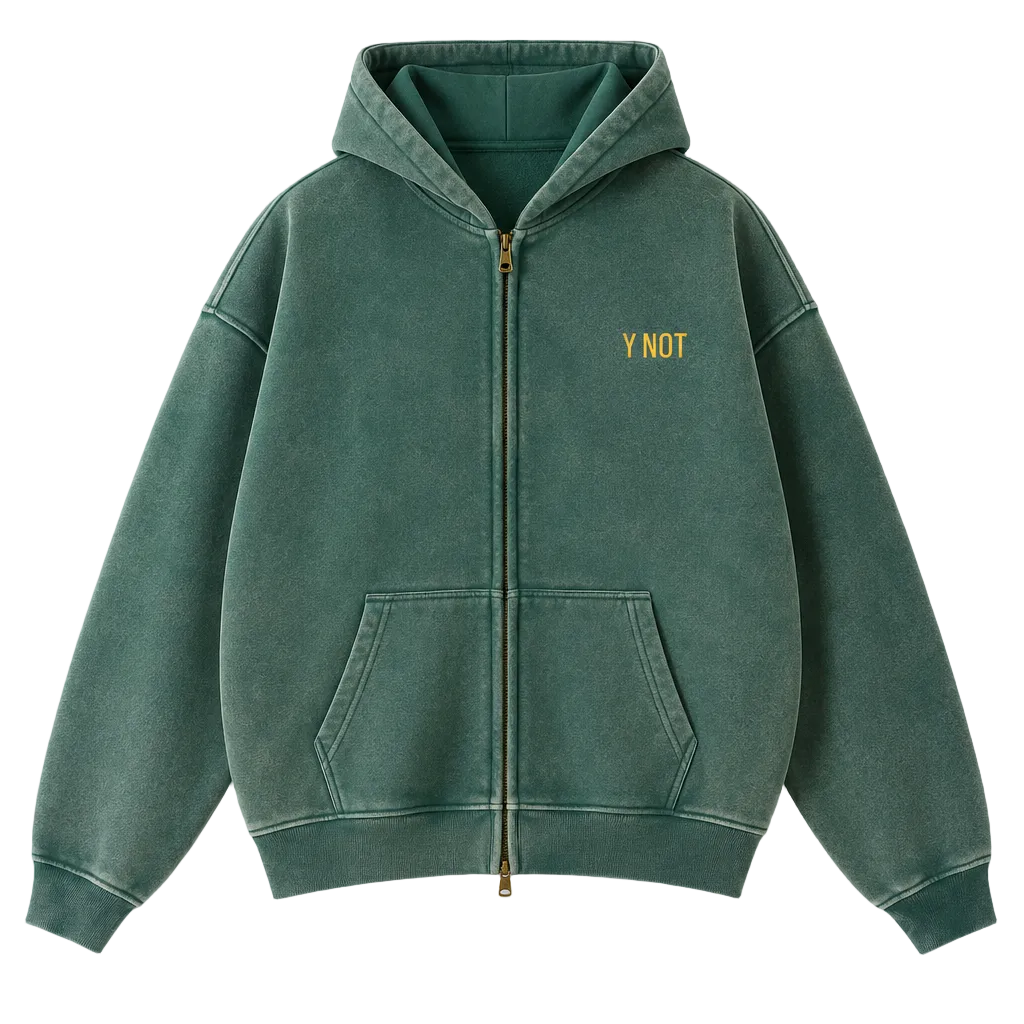 Vintage Oversized Full Zip Kangaroo Pocket Hoodie