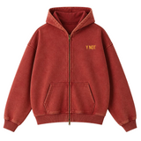 Vintage Oversized Full Zip Kangaroo Pocket Hoodie